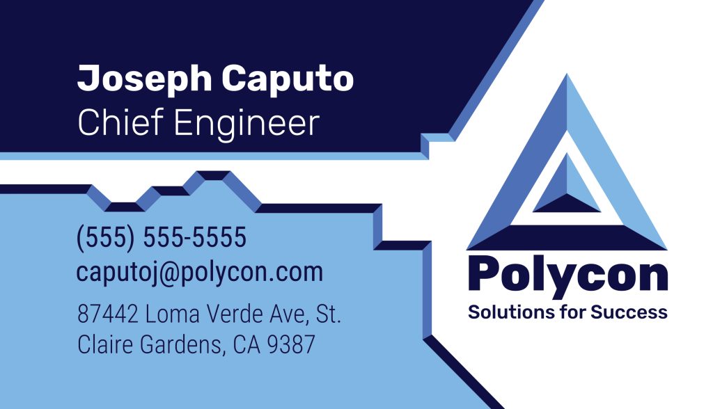 Business card for Polycon with text: Polycon, Solutions for Success